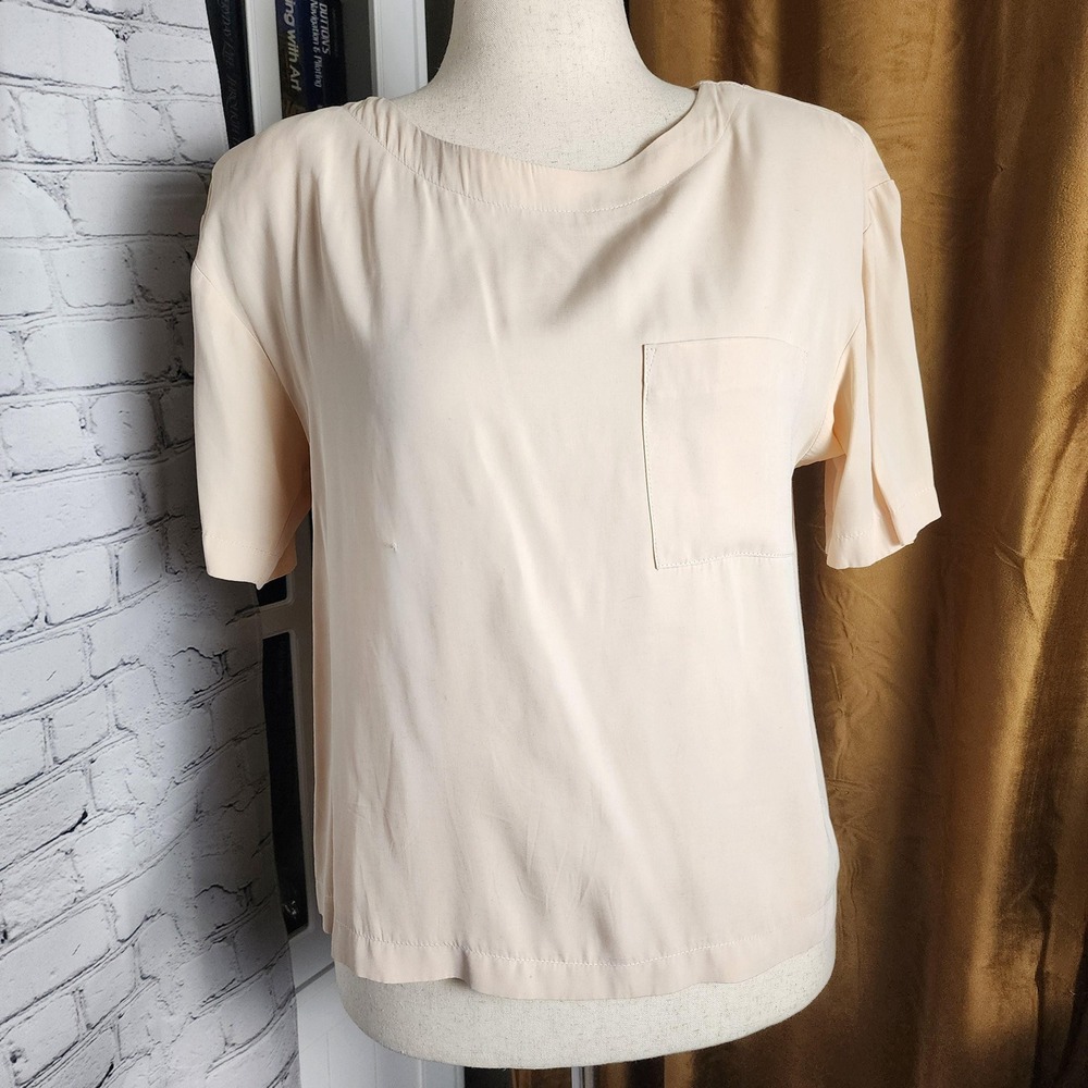 M Vintage 80s Beige Short Sleeve with Front Pocket Top